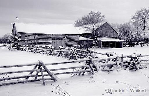 Log Barn In Snow_12446-7.jpg - Photographed near Appleton, Ontario, Canada.